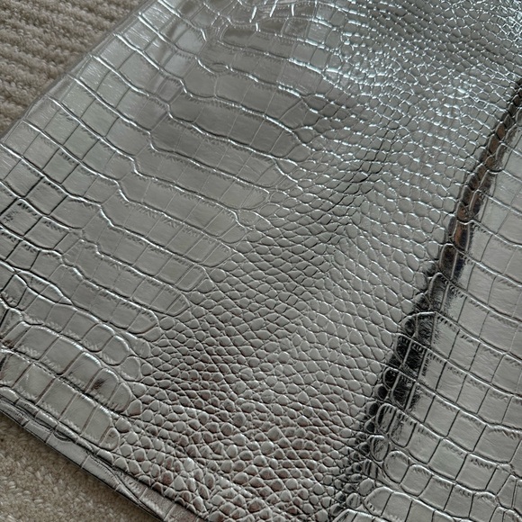 ROTATE Birger Christensen Metallic Croc-Effect Leather Mini Skirt - Picture 8 of 12